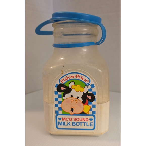 Vintage Fisher-Price Moo Sound Milk Bottle Toy w/ Shapes Preowned - Picture 3 of 11